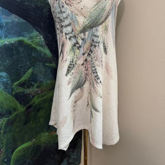 boho rhinestone feather tunic mini dress vocal small cover up festival - Picture 5 of 7